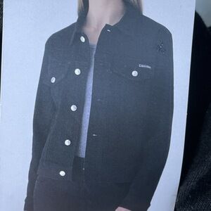 Calvin Klein Women's XL Black Cotton Blend Jacket e0799